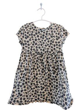 Old Navy Floral Beige & Black Toddler Girls Dress 3T